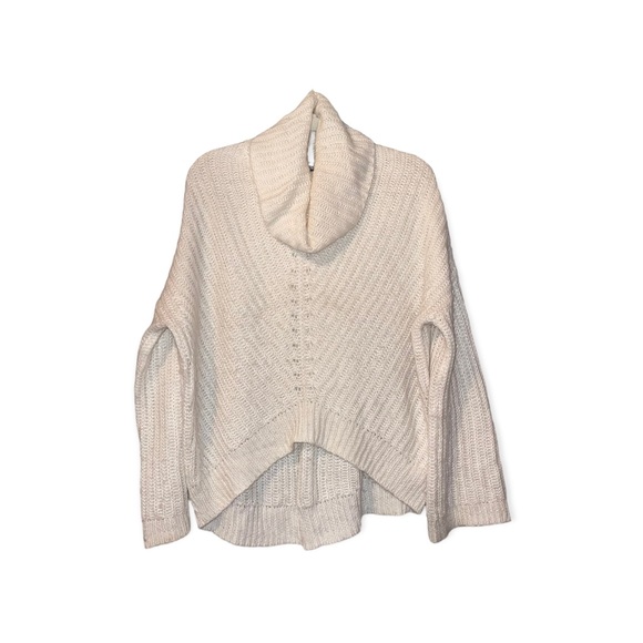EXPRESS Ivory High Low Knit Cowl Neck Sweater M - Picture 2 of 6